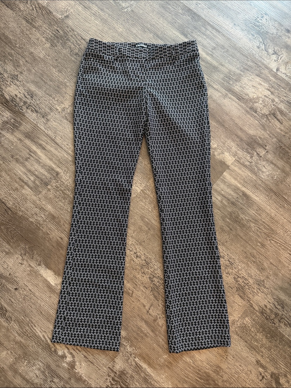 Express Black & White Patterned Boot Cut Pants